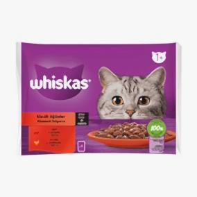 Whiskas Pouch Sos İçinde Sığırlı ve Tavuklu Yetişkin Kedi Konservesi 85gr 4'lü