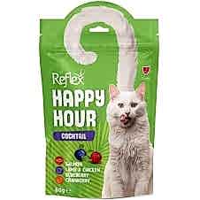Reflex Happy Hour Cocktail Somonlu, Kuzulu, Tavuklu ve Yaban Mersinli Kedi Ödül Maması 60 Gr