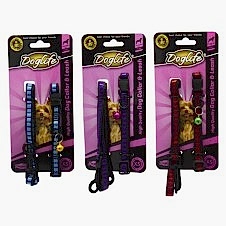 Doglife Desenli Zilli Boyun Tasması+Gezdirme Xsmall