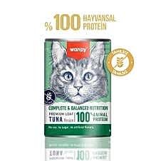 Wanpy Tahılsız %100 Gerçek Et Ton Balıklı Kedi Konserve 375Gr