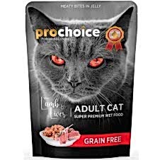 Prochoice Pouch Jöle İçinde Kuzulu ve Ciğerli Tahılsız Yetişkin Kedi Pounch 85 Gr