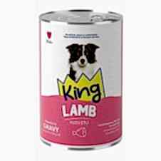 King Sos İçinde Et Parçacıklı Kuzu Etli Yetişkin Köpek Konserve 400Gr